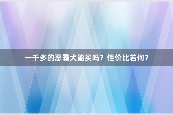 一千多的恶霸犬能买吗？性价比若何？